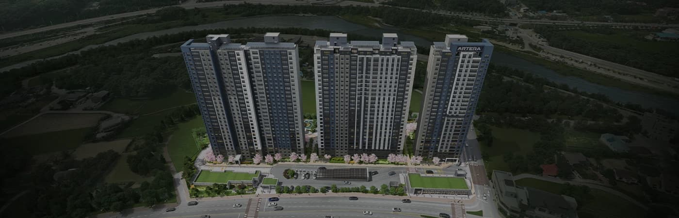 강릉 아테라 단지 외관 — 회산지구 약 2,440세대 브랜드타운의 첫 아파트