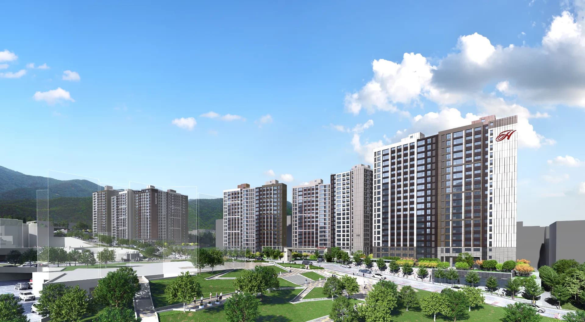 힐스테이트 양산더스카이 조감도 — 양산신도시 물금 생활권에 들어서는 8개동 598세대 단지